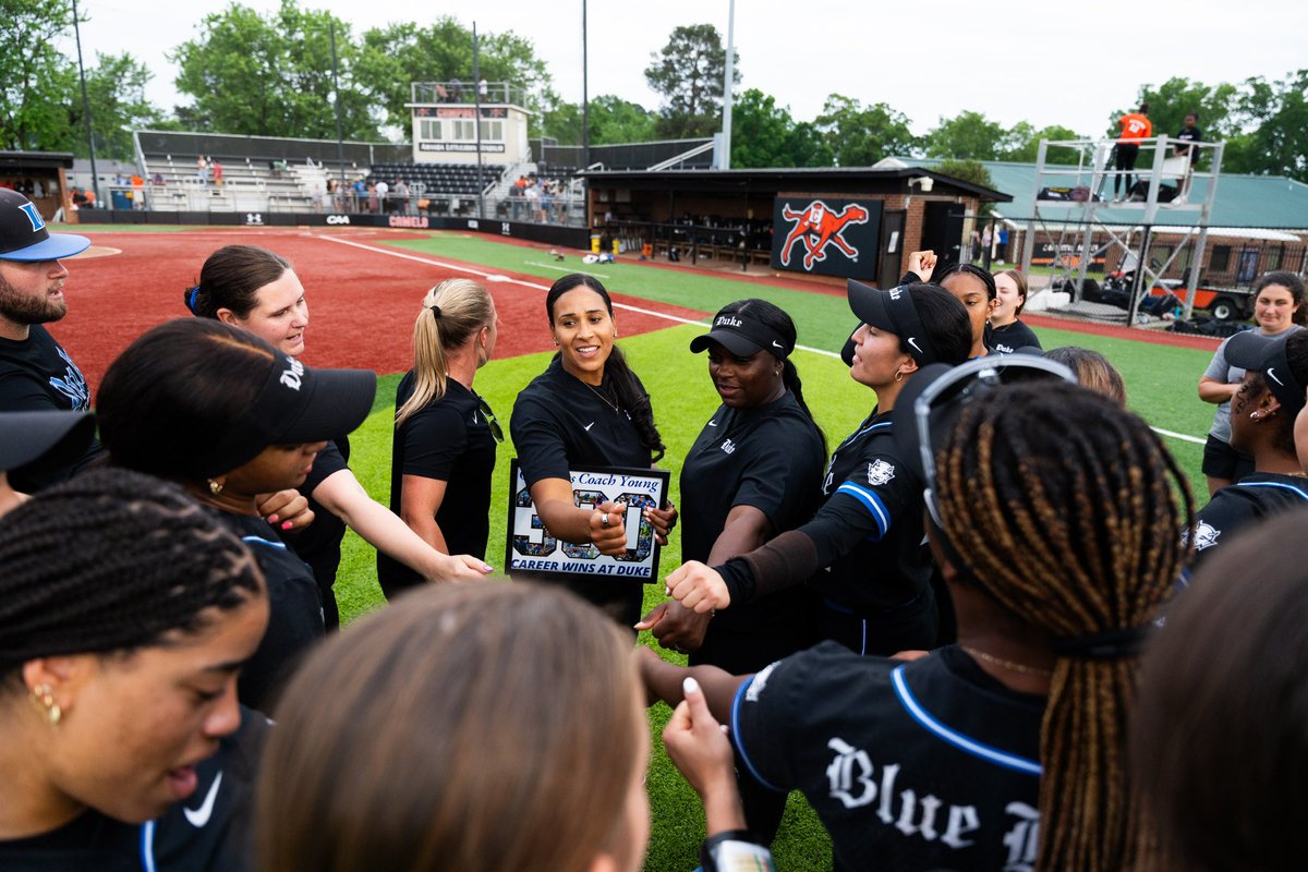 Duke Softball (@dukesoftball) on Twitter photo An unbelievable achievement!!
In her 8th season as our Head Coach, <a href="/DukeCoachYoung/">Marissa Young</a> notched her 300th career win tonight 🙌
#ELEV8TE An unbelievable achievement!!
In her 8th season as our Head Coach, <a href="/DukeCoachYoung/">Marissa Young</a> notched her 300th career win tonight 🙌
#ELEV8TE