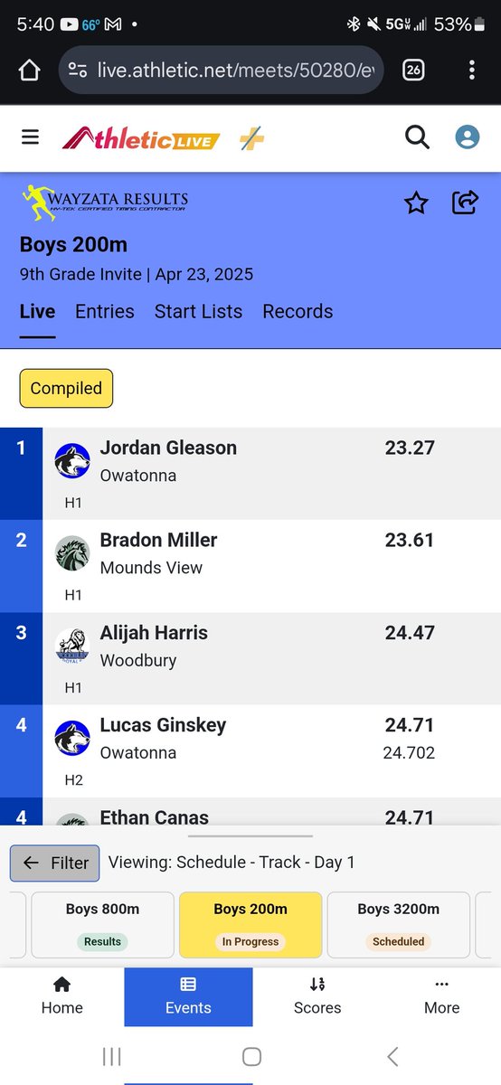 Back to back meets, back to back 400m and then 200m freshman records.  Proud coaches, proud dad. <a href="/OwatonnaBoysTra/">Owatonna Boys Track</a>