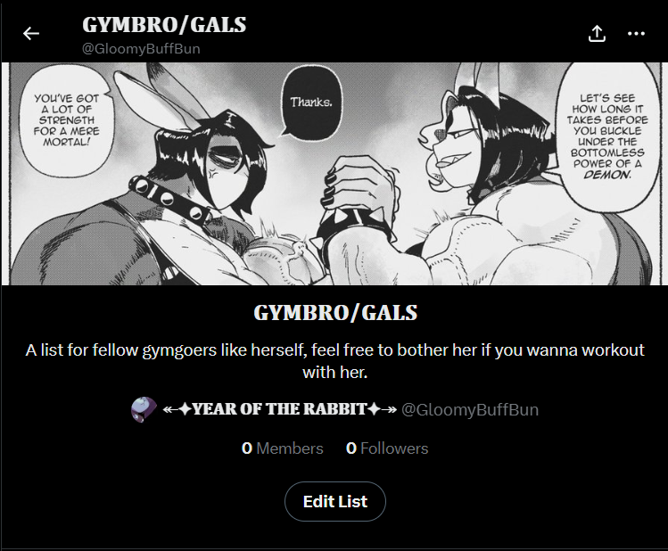 This list is for all my Gym-themed moots, or workout/generally strong ones too ^^