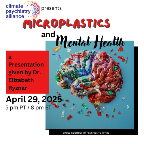 Plastics &amp; #plasticpollution harm #BrainHealth. Learn with me and 2 great groups: <a href="/ClimatePsychia1/">Climate Psychiatry Alliance</a> on Tu 4/29 @ 8pm EST for healthcare professionals (climatepsychiatry.org/events) &amp; <a href="/PlasticsBeyond/">Beyond Plastics</a> Virtual Group on Th 5/1 @ 7pm for the general public (bit.ly/bpvg2025