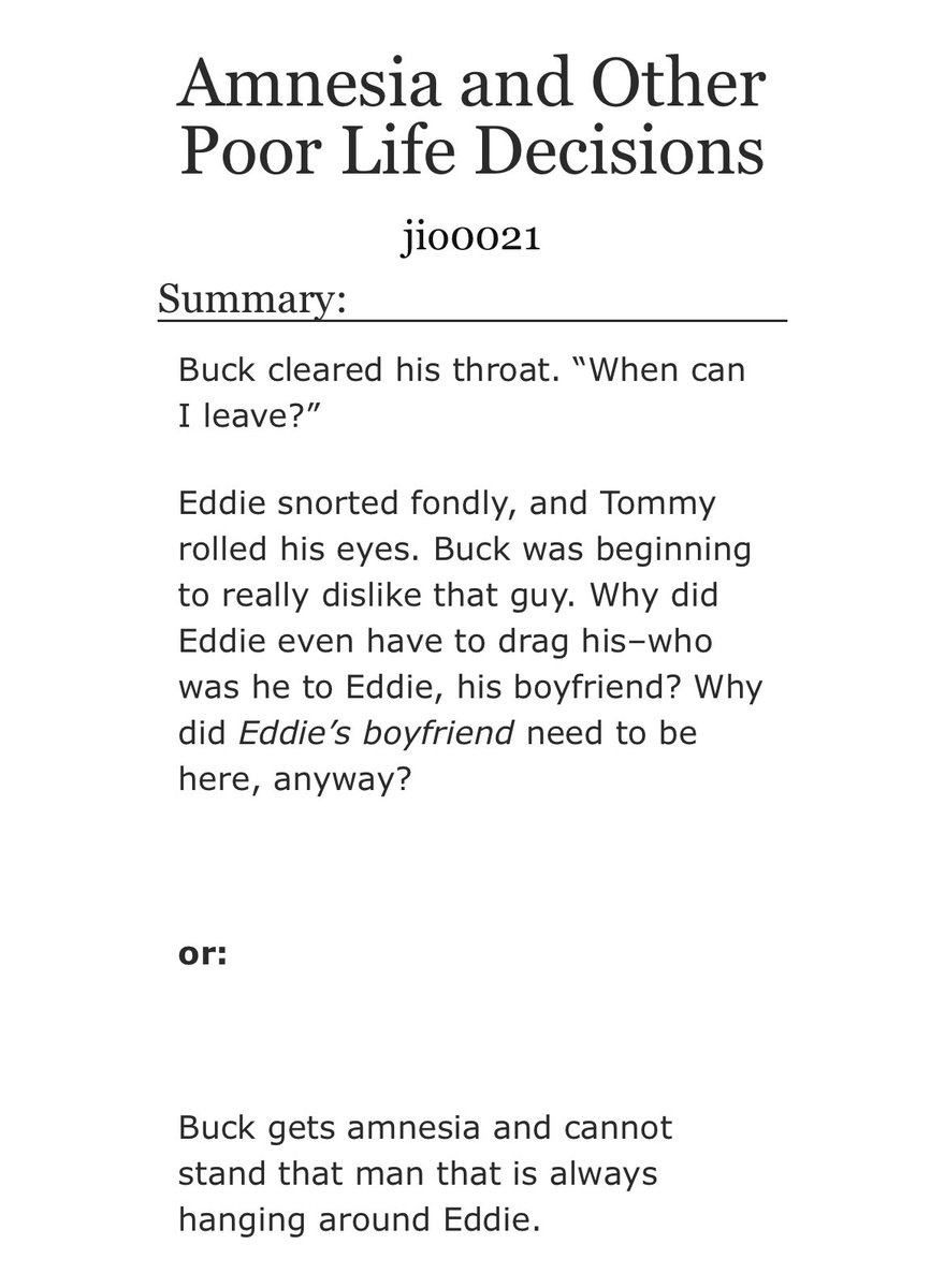 mz111271's tweet image. just posted a new buddie fic!
• 5.8k words
• temporary amnesia
• buck assumes eddie and tommy are dating
• jealous eddie & buck :D
