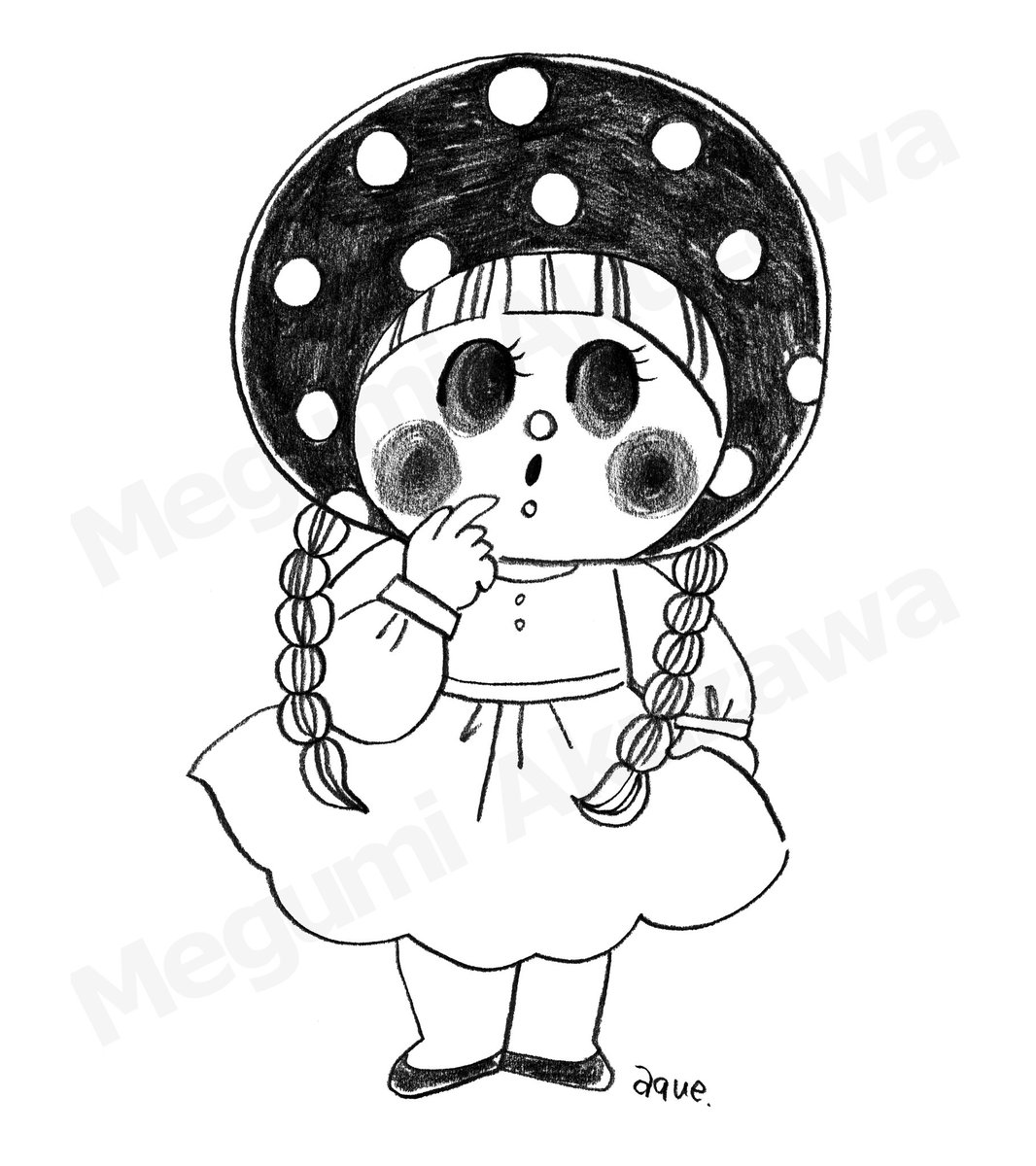 【1日1枚ラクガキ＊】
Mushroom Girl 🍄 
#illust #illustration #illustrator
#kidsillustration
#イラスト #イラストレーター
#あくざわめぐみ #MegumiAkuzawa
#こども #こどもイラスト
#春のイラスト