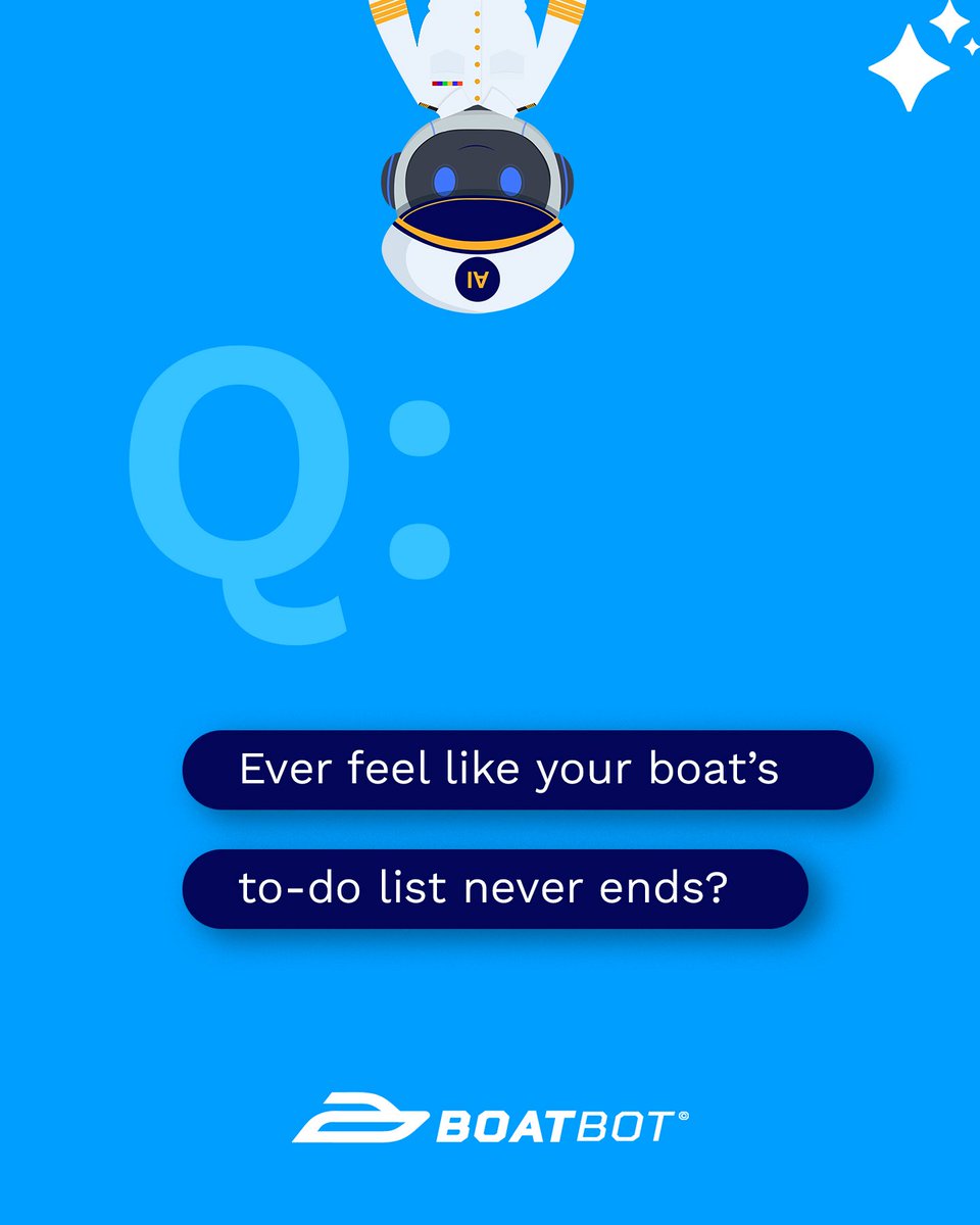🛥️ Feel like your boat comes with a never-ending to-do list?
⚓ Cleaning, servicing, trailering, paperwork… it never stops.

Let BoatBot take the wheel.
✅ Track maintenance
✅ Schedule service
✅ Stay organized
✅ Actually enjoy boating again