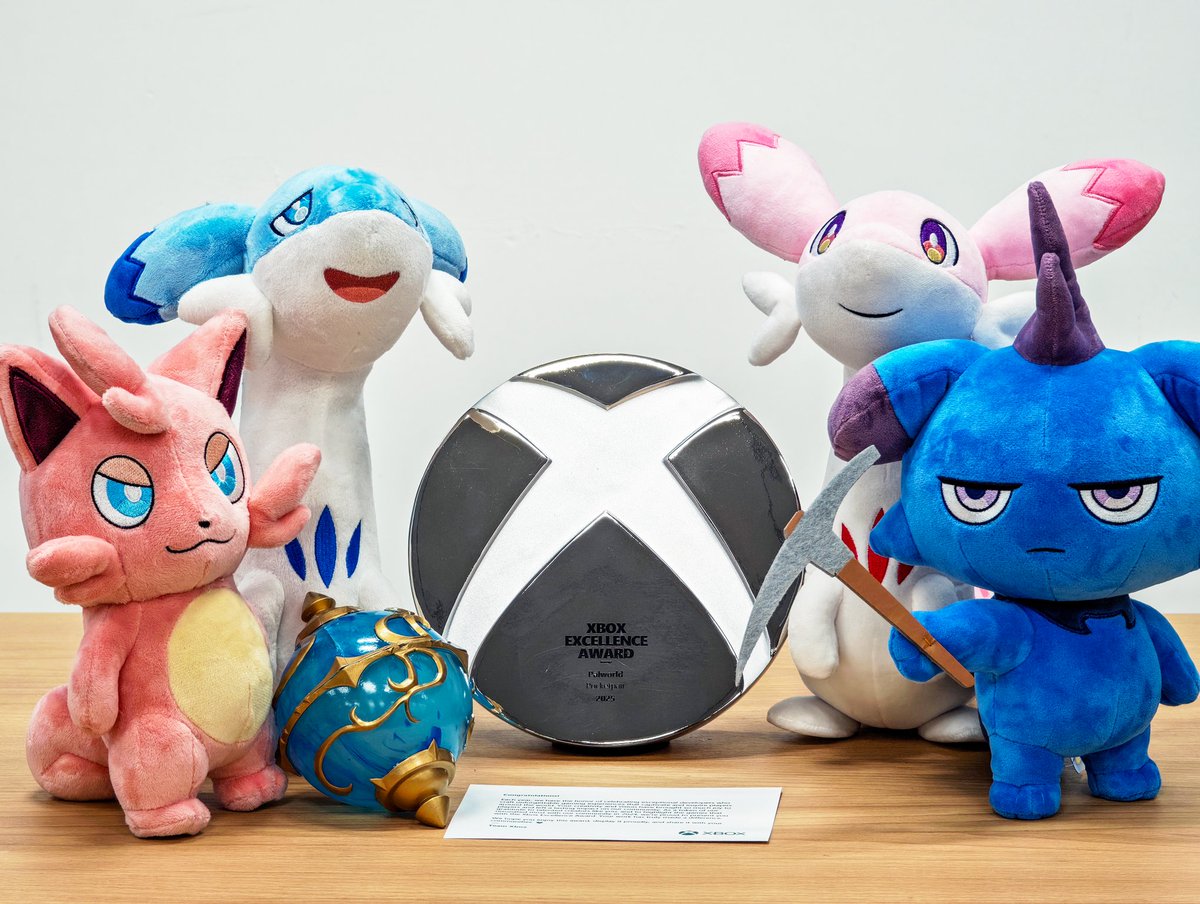 Palworld Xbox Excellence Award trophy displayed with game logo and recognition for top-selling game