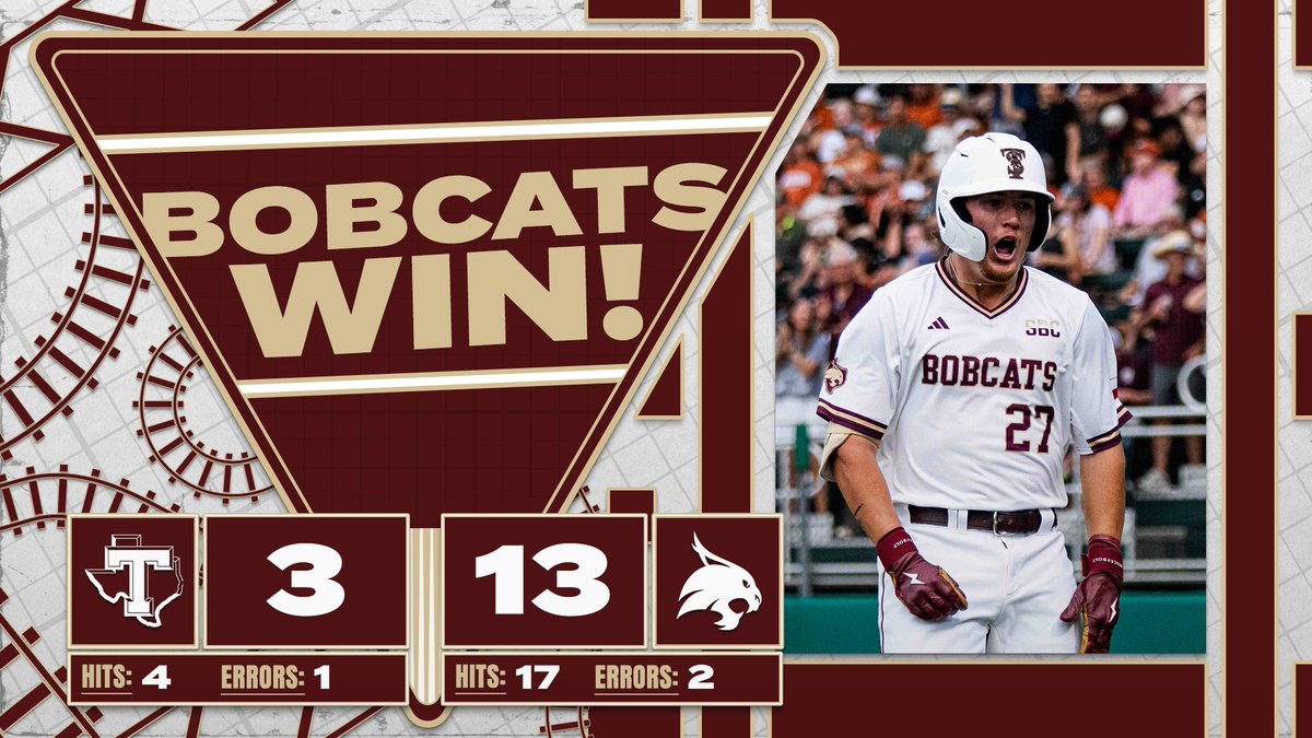 TxStateBaseball's tweet photo. Run-rule the Texans!
#EatEmUp #SlamMarcos #BobcatsWin https://t.co/tRJimgPV5b