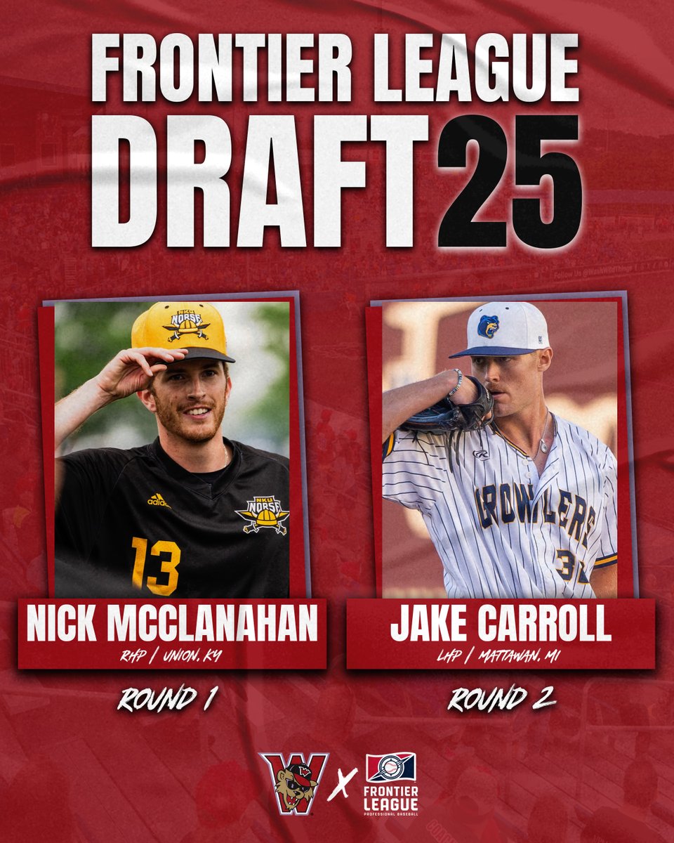 Washington Wild Things (@washwildthings) on Twitter photo We've selected two pitchers in the 2025 <a href="/FLProBaseball/">Frontier League</a> Draft
1st Rd - RHP Nick McClanahan (<a href="/mcclanahan_nick/">Nick McClanahan</a>)
2nd Rd - LHP Jake Carroll (<a href="/Jake_Carroll32/">Jake Carroll</a>)
📖: tinyurl.com/FLDraft25WT
#ThisIsYourTeam We've selected two pitchers in the 2025 <a href="/FLProBaseball/">Frontier League</a> Draft
1st Rd - RHP Nick McClanahan (<a href="/mcclanahan_nick/">Nick McClanahan</a>)
2nd Rd - LHP Jake Carroll (<a href="/Jake_Carroll32/">Jake Carroll</a>)
📖: tinyurl.com/FLDraft25WT
#ThisIsYourTeam