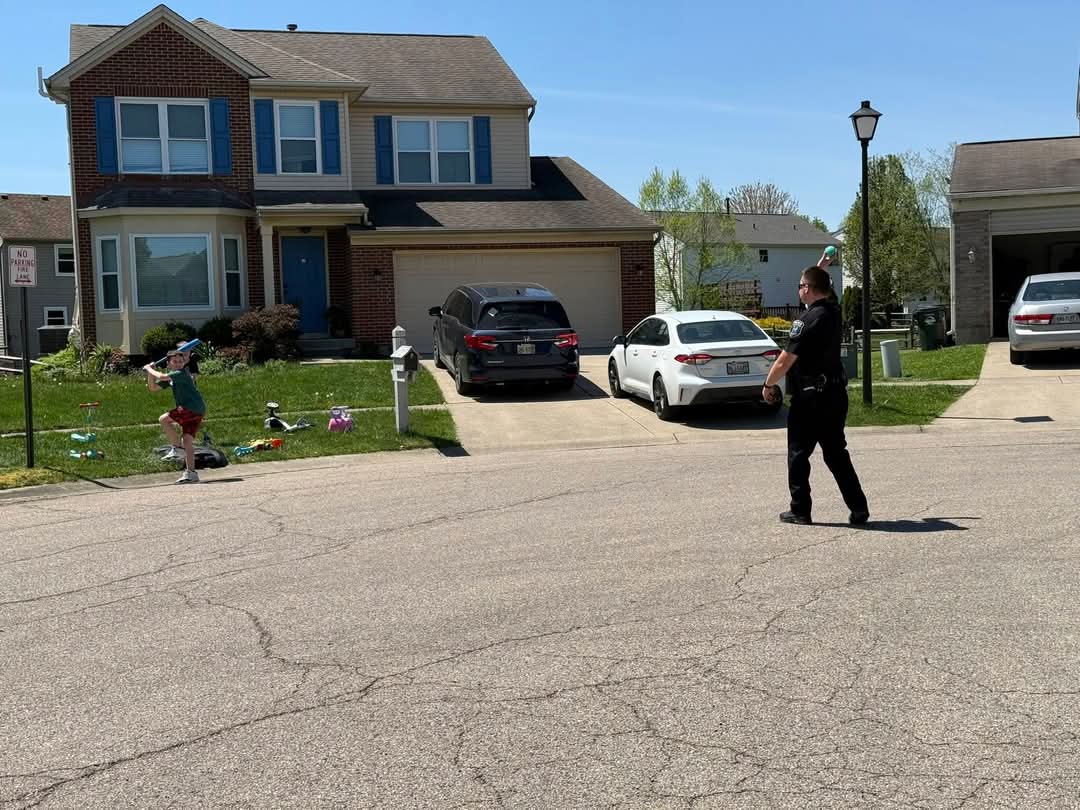 Zach 1 – Officer Burkitt 0 ⚾️

While on patrol and enjoying the beautiful weather today, Officer Burkitt noticed a few kids playing outside and asked if they liked sports. Before long, he found himself in a baseball game with the neighborhood crew. Zach won!