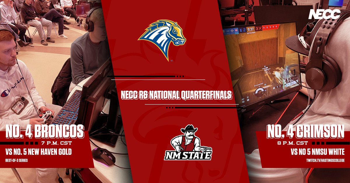 Nationals starts tonight! Both Siege teams face familiar foes in their quarterfinals.

No. 4 Broncos face No. 5 New Haven Gold, who they beat in their Fall Conf. Tourney Finals.

And for the 3rd time, No. 4 Crimson faces No. 5 NMSU White

#GDTBAB