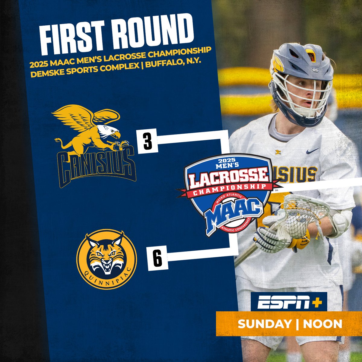 The #Griffs are hosting Quinnipiac in the first round of the 2025 <a href="/MAACSports/">MAACSports</a> Men's Lacrosse Championship Sunday at the Demske Sports Complex!  

📰 - tinyurl.com/4j4cyb6c