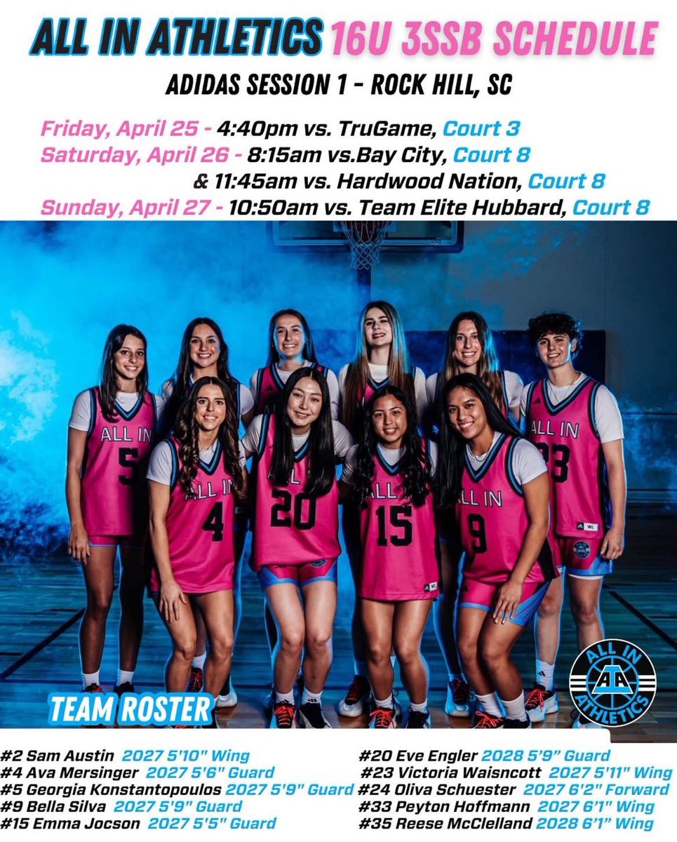 Ava Mersinger (@avamers2027) on Twitter photo Looking forward to a great weekend in Rock Hill, South Carolina! Letās go <a href="/AIAelitegirls/">ALL IN Elite Girls 3SSB</a>!!
<a href="/3SSBCircuit/">3Stripes Select Basketball</a> <a href="/BenetGBB/">Benet Girls Basketball</a>
<a href="/aiathletics/">ALL IN Athletics</a> <a href="/pgh_lisa/">PrepGirlsHoopsLisa</a> <a href="/PGHByron/">Byron Xerxes Livsey</a>
<a href="/PGHIllinois/">Prep Girls Hoops Illinois</a> #3SSBGirls Looking forward to a great weekend in Rock Hill, South Carolina! Letās go <a href="/AIAelitegirls/">ALL IN Elite Girls 3SSB</a>!!
<a href="/3SSBCircuit/">3Stripes Select Basketball</a> <a href="/BenetGBB/">Benet Girls Basketball</a>
<a href="/aiathletics/">ALL IN Athletics</a> <a href="/pgh_lisa/">PrepGirlsHoopsLisa</a> <a href="/PGHByron/">Byron Xerxes Livsey</a>
<a href="/PGHIllinois/">Prep Girls Hoops Illinois</a> #3SSBGirls