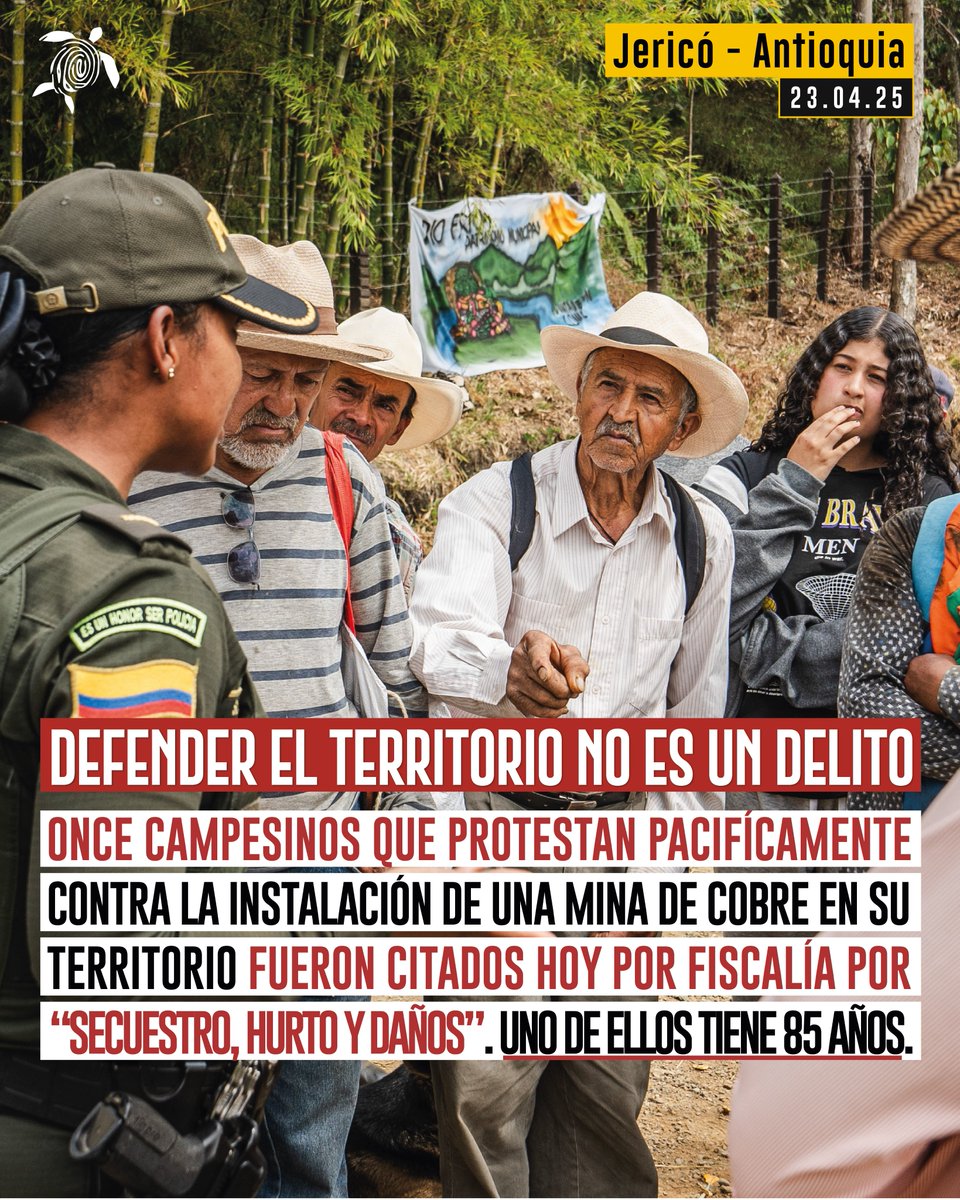#Jericó Quienes hoy enfrentan cargos son campesinos, liderazgos comunales, adultos mayores. Personas que ejercieron su derecho a la protesta. Están siendo judicializadas por proteger su territorio.

Esto podría ser un claro caso de persecución penal para silenciar la resistencia.