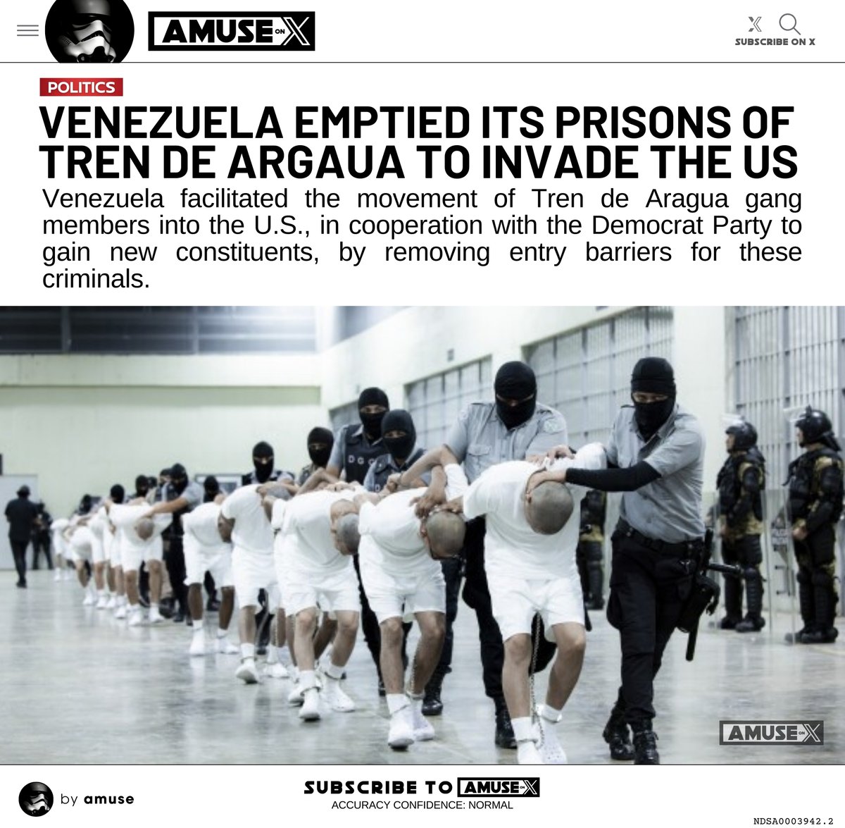 amuse's tweet image. CLOSED BORDER: President Nicolás Maduro coordinated the release of his nation's most dangerous prison gang - TdA in an effort invade the United States and undermine our way of life. Democrats allowed the invasion and now federal judges are trying to protect it.
h/t…
