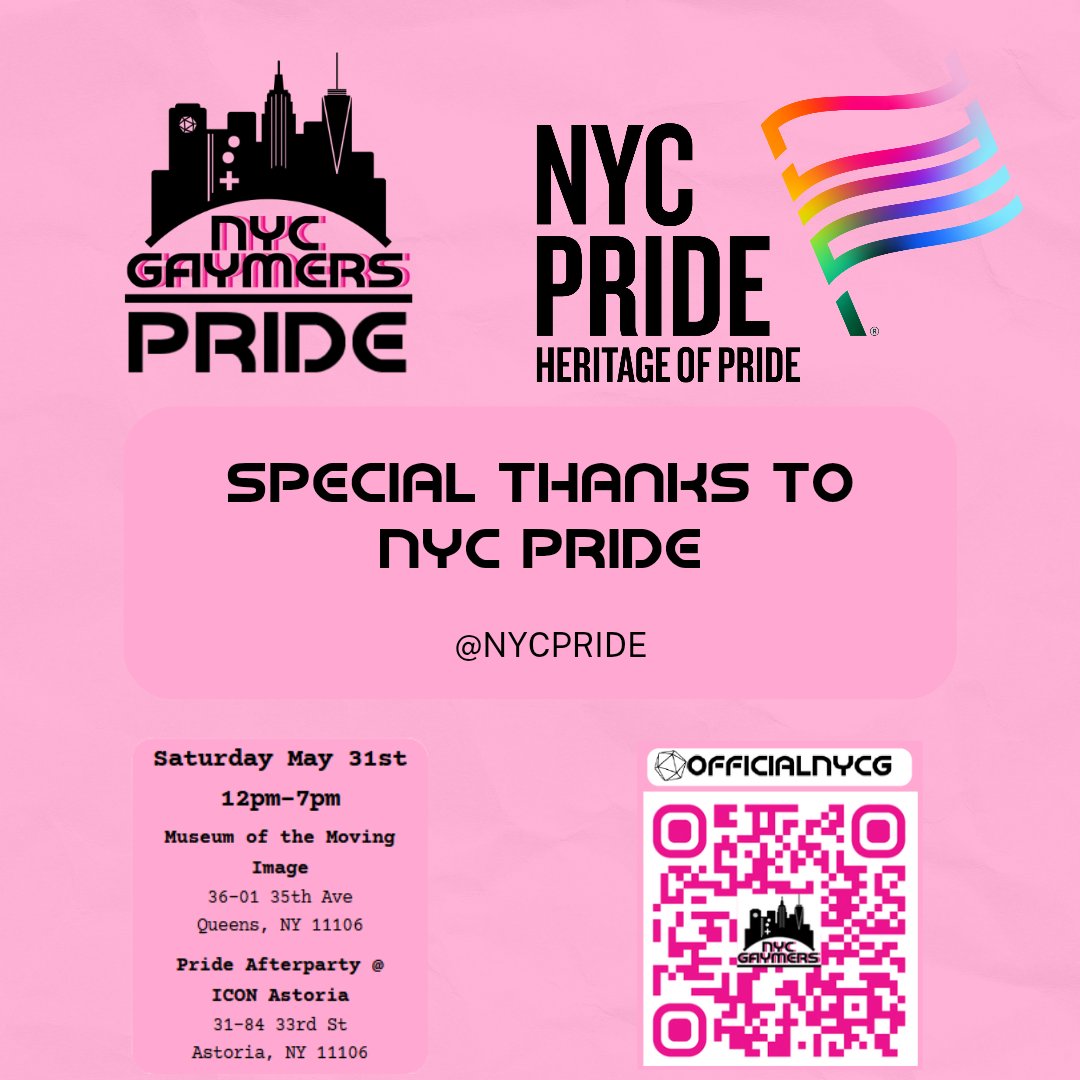 NYC Gaymers #YouBelong (@officialnycg) on Twitter photo NYC Gaymers feels especially thankful for NYC Pride <a href="/NYCPride/">New York City Pride</a> and their ongoing support for Gaymer Pride! Each year they show their support by uplifting our event and assuring our communities are aware of Gaymer Pride. NYC Gaymers feels especially thankful for NYC Pride <a href="/NYCPride/">New York City Pride</a> and their ongoing support for Gaymer Pride! Each year they show their support by uplifting our event and assuring our communities are aware of Gaymer Pride.