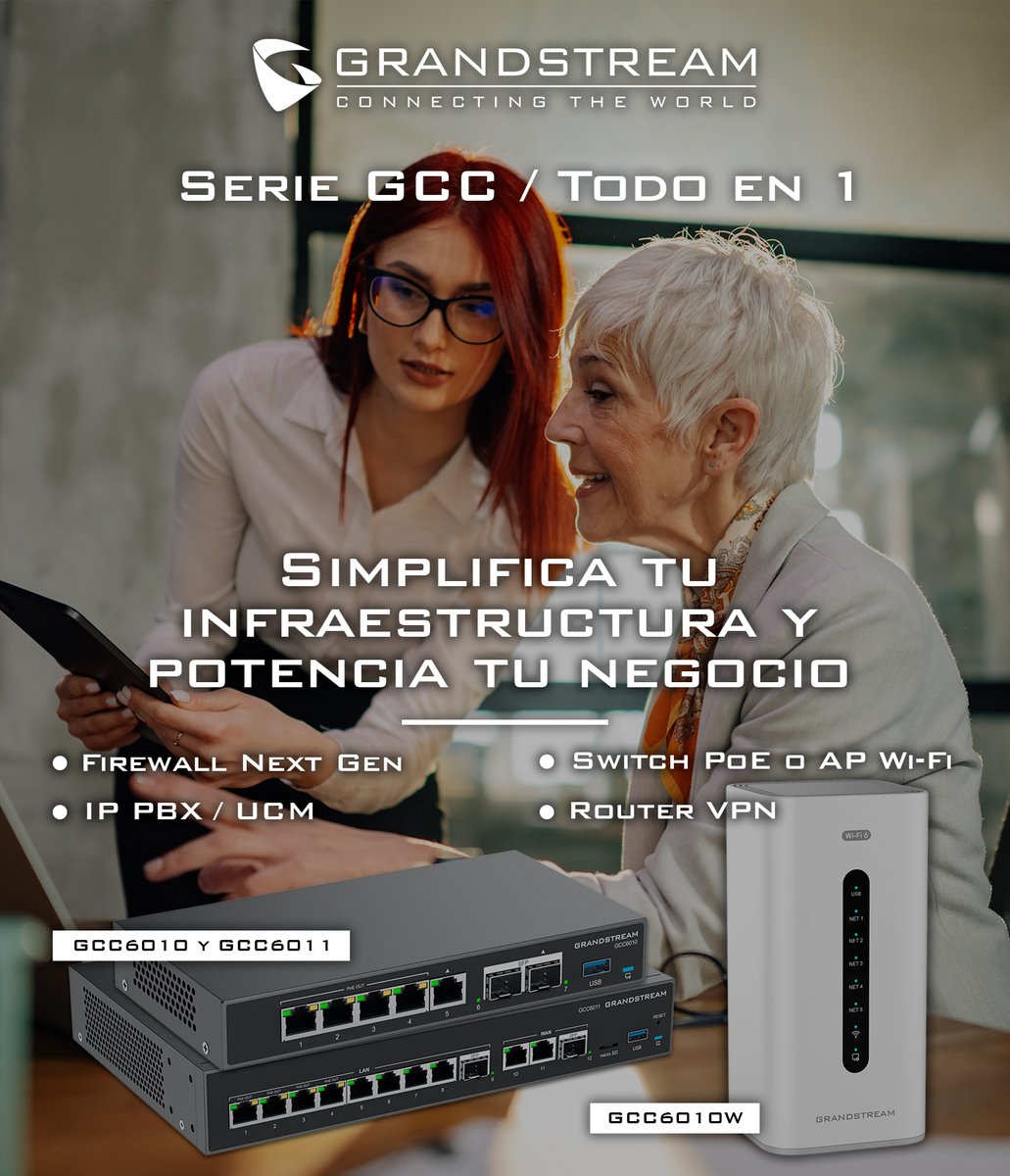 ¿Ya probaste algun equipo de la Serie GCC? Cuéntanos tu experiencia con el Todo en 1 de Grandstream 👇 
Conoce más de la serie aquí 👉 hubs.la/Q03jF1-r0