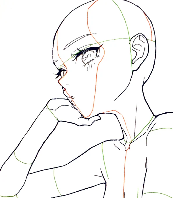 自分の中で一番描くのが難しい顔の角度だと話題、鼻と口とか 