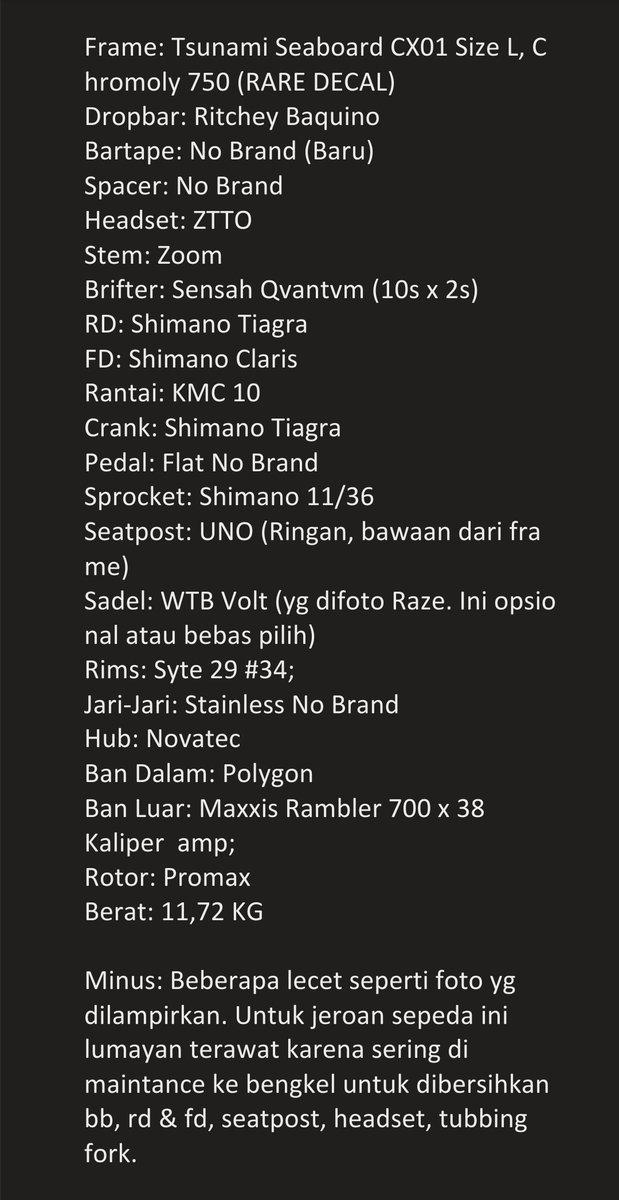 #fnfjb Bismillah #WTS Sepeda Gravel Bike Tsunami Seaboard CX01 CX 01, More detail &amp; Price : PM! WA: 08998444516, Tokped Ready, Lok: Sawangan, Depok