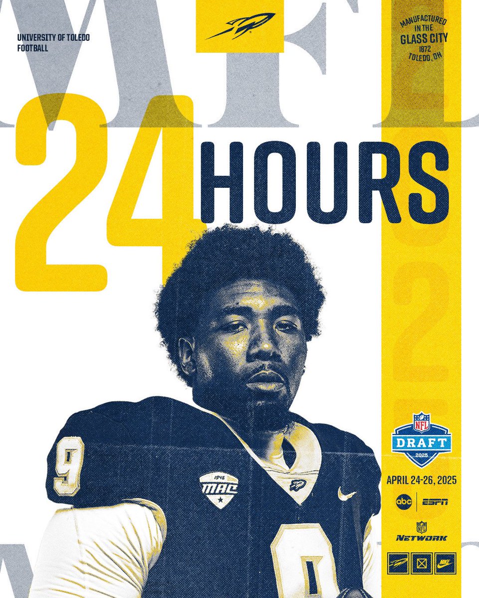 ToledoFB's tweet photo. ⏰⏰⏰

#TeamToledo | #NFLDraft https://t.co/4v4lK5S8Bo