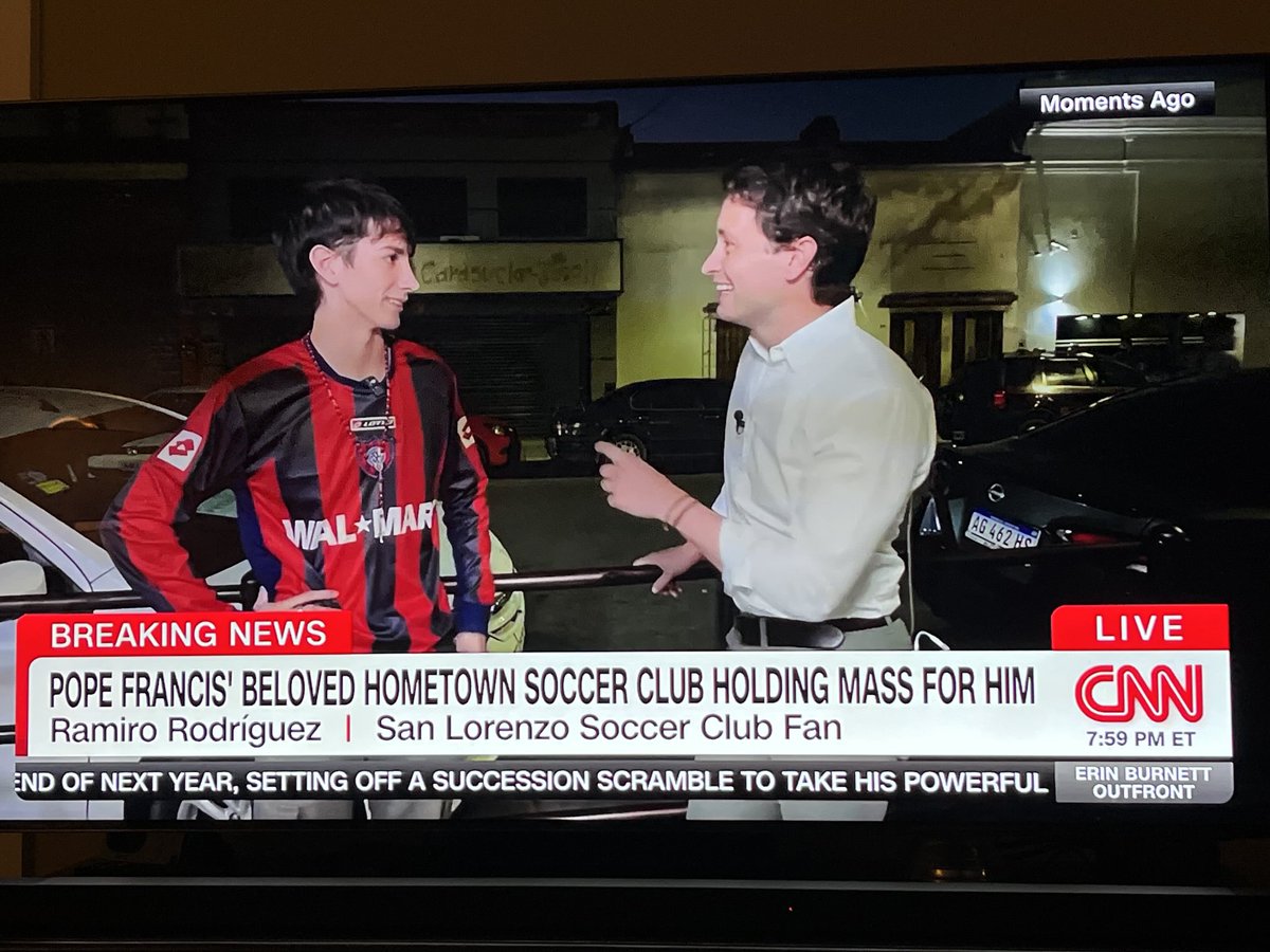 Bridget Leininger (@bleiningercnn) on Twitter photo CNN On Scene: <a href="/David_Culver/">David Culver</a> reporting live from Buenos Aires tonight as the San Lorenzo soccer club fans celebrate mass for Pope Francis, a card-carrying member of the fan club CNN On Scene: <a href="/David_Culver/">David Culver</a> reporting live from Buenos Aires tonight as the San Lorenzo soccer club fans celebrate mass for Pope Francis, a card-carrying member of the fan club
