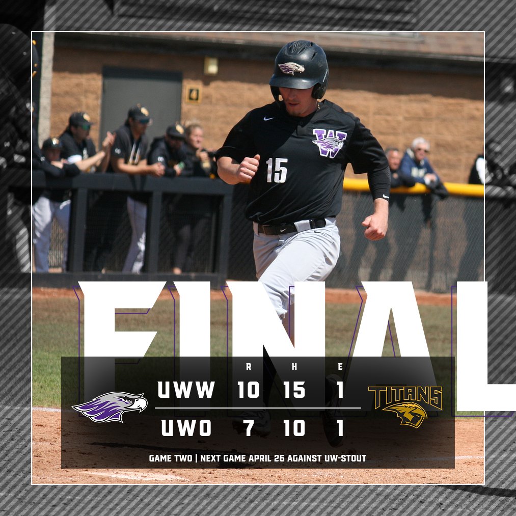 Warhawks got ahead and stayed ahead for another series win against UWO! The Hawks will be back this weekend to face UW-Stout! 

Game Highlights:
A. Holland: 2/5, HR, 2 RBIs
S. Paden: 3/5, HR, RBI
M. Scolan: 1/6, HR, 2 RBIs
SP: J. Hagen
WP: G. Hansen