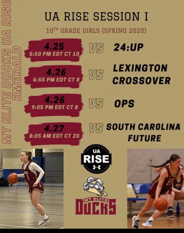 Payton Clougher (@paytonclougher_) on Twitter photo I’m looking forward to playing in the <a href="/UARiseGirls/">UA Rise Girls I Basketball</a> Session One with my Emerald 27’ team down in Hamilton, Ohio this weekend. <a href="/mdell74/">Matt DellaBarba</a> <a href="/BrettPohl1/">Brett Pohl</a> <a href="/AllieScarpa/">Allie</a> <a href="/salvewbb/">Salve Women’s Basketball</a> <a href="/Coachshoniker/">megan shoniker</a> <a href="/RegisWBB/">Regis WBB</a> <a href="/EmmanuelWBB/">Emmanuel College Women’s Basketball</a> I’m looking forward to playing in the <a href="/UARiseGirls/">UA Rise Girls I Basketball</a> Session One with my Emerald 27’ team down in Hamilton, Ohio this weekend. <a href="/mdell74/">Matt DellaBarba</a> <a href="/BrettPohl1/">Brett Pohl</a> <a href="/AllieScarpa/">Allie</a> <a href="/salvewbb/">Salve Women’s Basketball</a> <a href="/Coachshoniker/">megan shoniker</a> <a href="/RegisWBB/">Regis WBB</a> <a href="/EmmanuelWBB/">Emmanuel College Women’s Basketball</a>