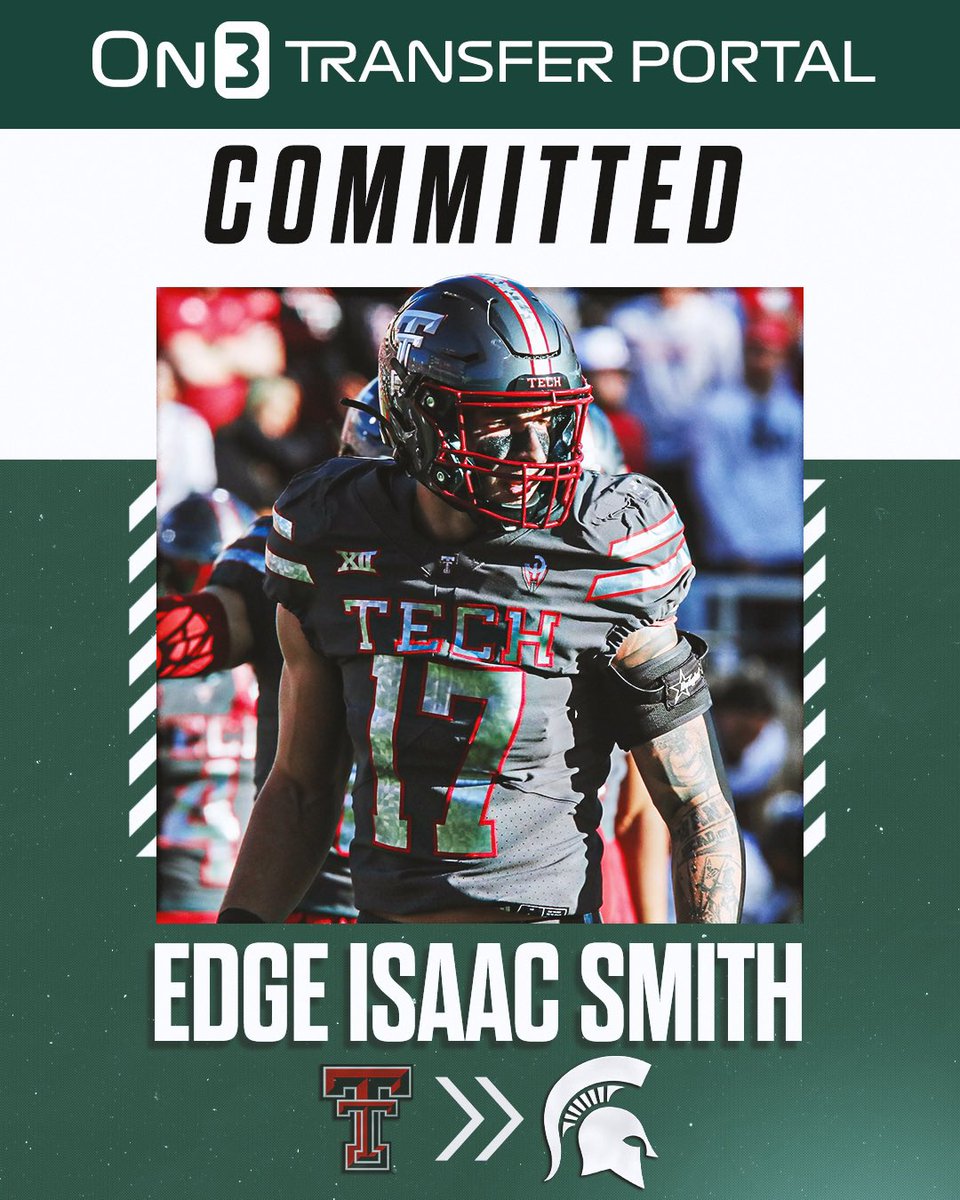 BREAKING: Michigan State lands transfer portal rush end Isaac Smith..

Smith (6-6, 260) totaled 31 tackles and 2.5 sacks as a redshirt junior in 2024.

(On3+): on3.com/teams/michigan…