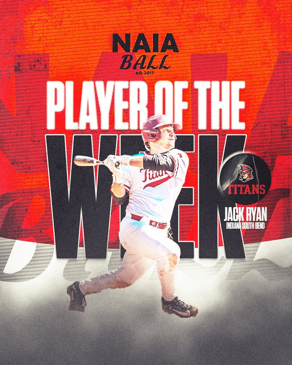 NAIA Ball (@naiaball) on Twitter photo The NAIA Ball Player of the Week is IU-South Bend 2B Jack Ryan
The senior lead the Titans offense with a HUGE week hitting 4 home runs and recording 22 RBI in just 5 games
Full line: 11-20 4 2B 4 HR 22 RBI 9 R
Full story: bit.ly/3YbUKgJ
<a href="/IUSBbase/">IUSB Baseball</a> <a href="/IUSBTitans/">Titan Athletics</a> #NAIABall The NAIA Ball Player of the Week is IU-South Bend 2B Jack Ryan
The senior lead the Titans offense with a HUGE week hitting 4 home runs and recording 22 RBI in just 5 games
Full line: 11-20 4 2B 4 HR 22 RBI 9 R
Full story: bit.ly/3YbUKgJ
<a href="/IUSBbase/">IUSB Baseball</a> <a href="/IUSBTitans/">Titan Athletics</a> #NAIABall