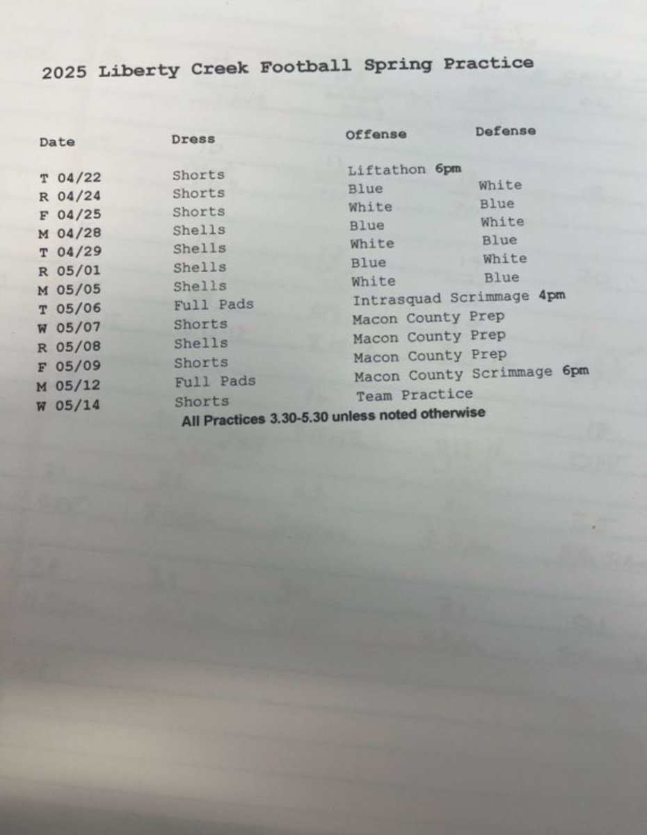 Hayden (@haydenz1004) on Twitter photo Spring Practice starts tomorrow!!!
Coaches please come by and meet the team!!
<a href="/wolvescoacha/">bill alexander</a> <a href="/LCWolvesFball/">Liberty Creek Wolves Football</a> <a href="/LouAlexander_/">Lou Alexander</a> <a href="/coach_segura/">Brendan Segura</a> <a href="/C_Payne6/">Clyde Payne</a> <a href="/coachD_LCreek/">stetson dickerson</a> <a href="/Coach_Hamilt0n/">Ryan Hamilton</a> Spring Practice starts tomorrow!!!
Coaches please come by and meet the team!!
<a href="/wolvescoacha/">bill alexander</a> <a href="/LCWolvesFball/">Liberty Creek Wolves Football</a> <a href="/LouAlexander_/">Lou Alexander</a> <a href="/coach_segura/">Brendan Segura</a> <a href="/C_Payne6/">Clyde Payne</a> <a href="/coachD_LCreek/">stetson dickerson</a> <a href="/Coach_Hamilt0n/">Ryan Hamilton</a>