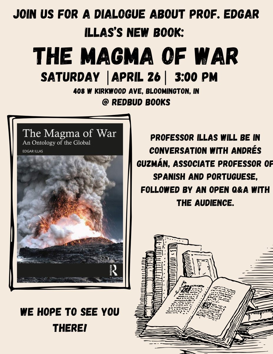 This Saturday, April 26, join Professor Andrés Guzmán and me for a conversation on war and ontology!