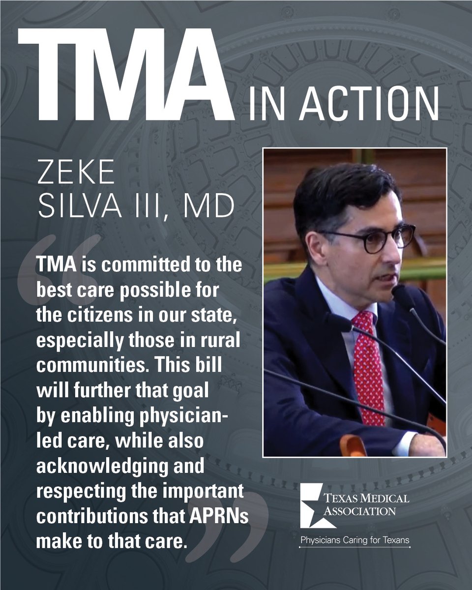 Thank you, Zeke Silva III, MD, chair of TMA’s Council on Legislation, for standing up for medicine and ensuring Texas patients continue to have physician-led teams in charge of their care. #stopscope #texleg hubs.li/Q03jF1-Z0