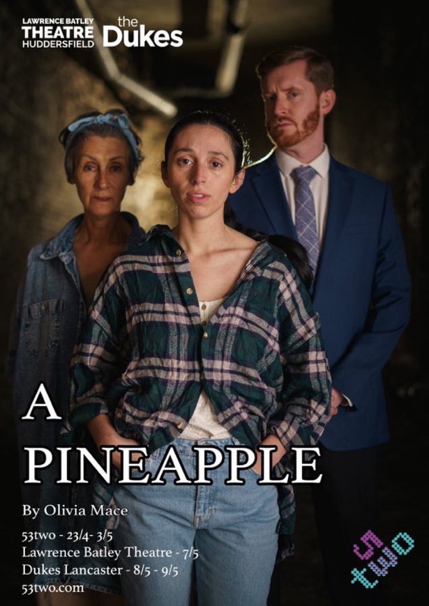 Anne Price (@anniepricey) on Twitter photo I was lucky enough to watch #APineapple last night <a href="/53two/">53two</a> . Brilliant script from <a href="/livmace/">Olivia Mace</a>
superbly directed by <a href="/Simon_Naylor/">Simon Naylor</a>. Outstanding performances from <a href="/willhuntington1/">Will Huntington</a> #ElllaHolt and #ChristineMackie This is a must-see #newwriting. I was lucky enough to watch #APineapple last night <a href="/53two/">53two</a> . Brilliant script from <a href="/livmace/">Olivia Mace</a>
superbly directed by <a href="/Simon_Naylor/">Simon Naylor</a>. Outstanding performances from <a href="/willhuntington1/">Will Huntington</a> #ElllaHolt and #ChristineMackie This is a must-see #newwriting.