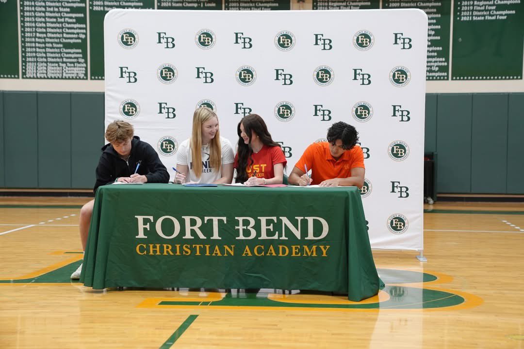 Congrats to 4 FBCA student-athletes on signing National Letters of Intent today! bit.ly/3RzutVX

🏀 Noah Benny, Sam Houston State University
⚽ Sydney Ferguson, St. Thomas University
📣 Lauren Kinningham, Colorado School of Mines
⚾ Jackson Woolley, Millsaps College