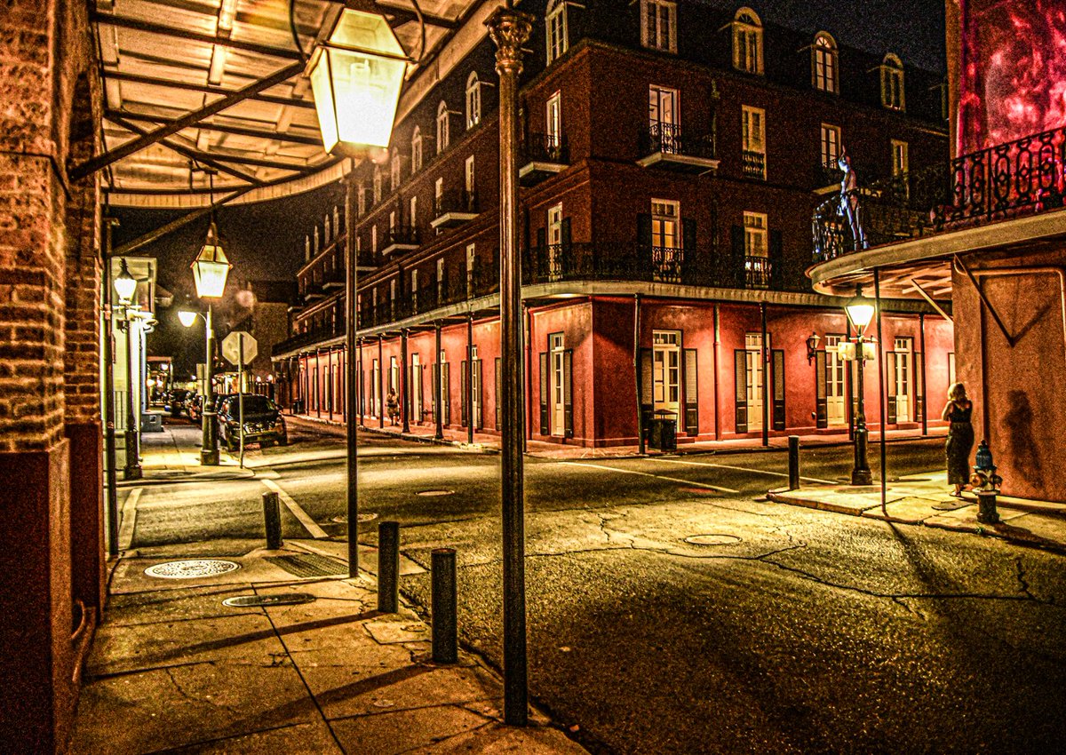 Late night in the quarter, Chartres and Barracks, New Orleans