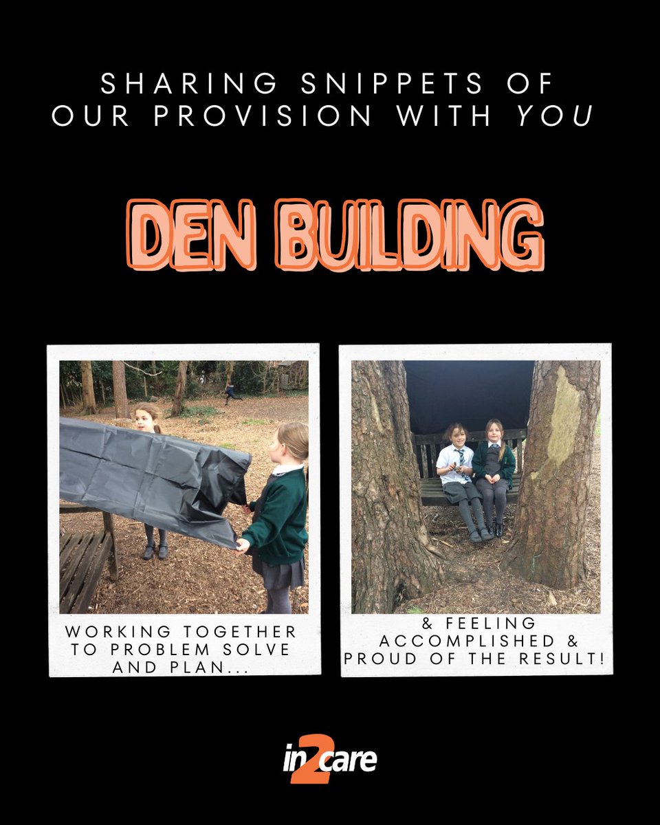 in_2_care's tweet photo. Den building fun at @CrowthorneCofE 

What perfect surroundings🌲

Most days we have equipment such as crates, tarp, materials, ropes and pegs for the children to explore with den building, creating unusual spaces, working together, assessing risk and seeking opportunity! 🪵 https://t.co/yzBOrSll0u