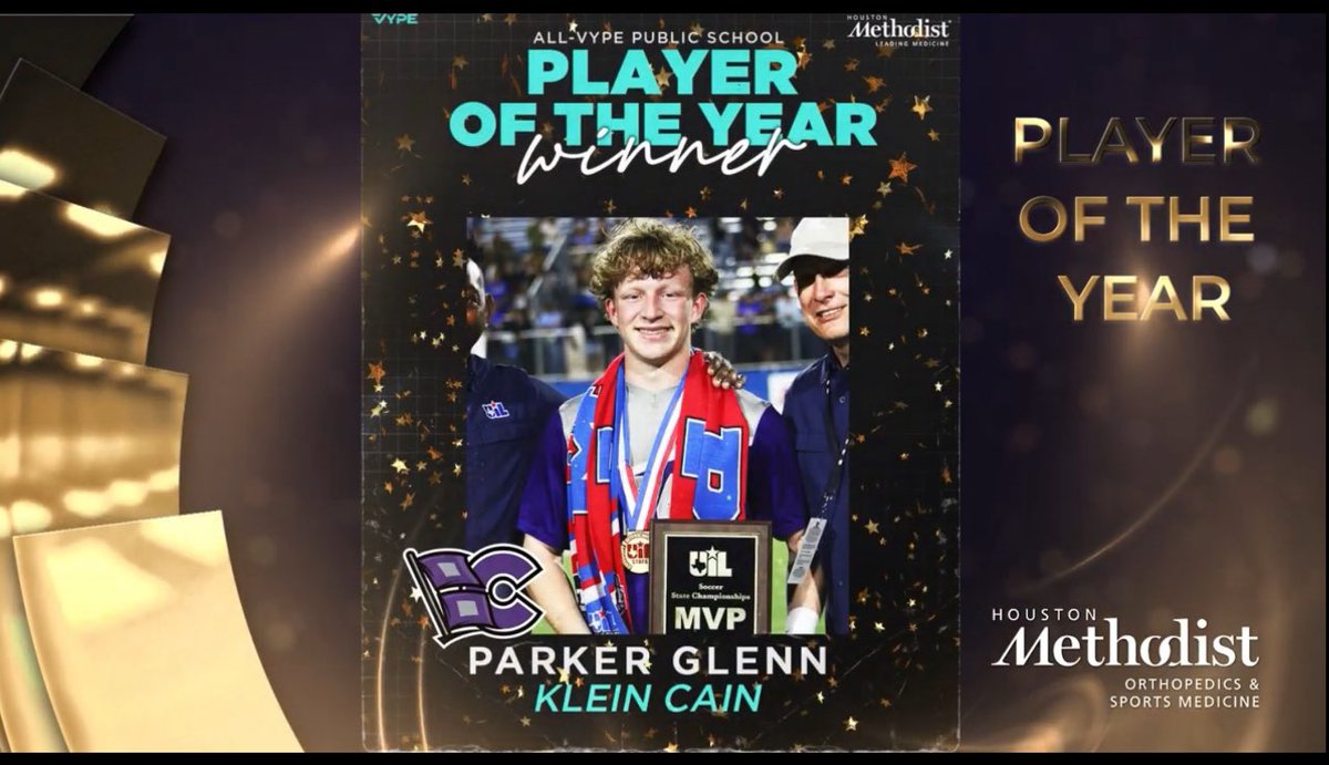 Klein Cain Boys Soccer (@kcainboyssoccer) on Twitter photo More awards thank you <a href="/vypehouston/">VYPE Houston</a> for this amazing recognition of our school and soccer team. Parker Glenn Vype Houston Player of the Year and Klein Cain soccer Team of the year. Amazing. More awards thank you <a href="/vypehouston/">VYPE Houston</a> for this amazing recognition of our school and soccer team. Parker Glenn Vype Houston Player of the Year and Klein Cain soccer Team of the year. Amazing.