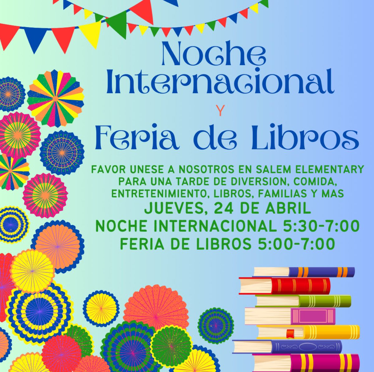 Tomorrow is International Night &amp; Book Fair! We hope to see you there! 📚 

¡Mañana es la Noche Internacional y la Feria del Libro! ¡Esperamos verte allí!