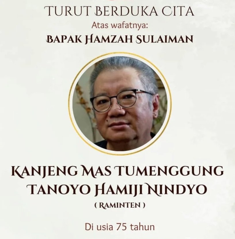 JogjaUpdate's tweet photo. Hamzah Sulaiman atau biasa dikenal dengan Raminten yang merupakan tokoh ikonik asal Jogja telah berpulang pada Rabu Malam (23/4) di usia 75 tahun. https://t.co/xmXhY4PPGz
