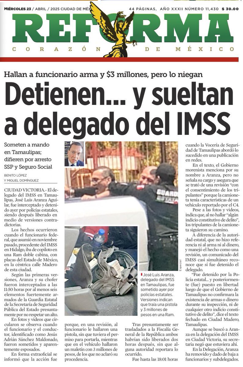 Que alguien me explique…

Al delegado del IMSS en Tamaulipas lo agarraron y lo soltaron como si nada, me recuerda al culiacanazo.

¿Ahora cómo le decimos? ¿El Tamaulipecazo? 🤔