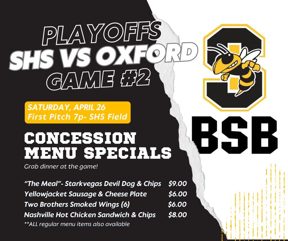 Come watch the playoffs this Saturday at home against Oxford! Starts at 7pm, don’t worry about grabbing dinner before we got you covered!