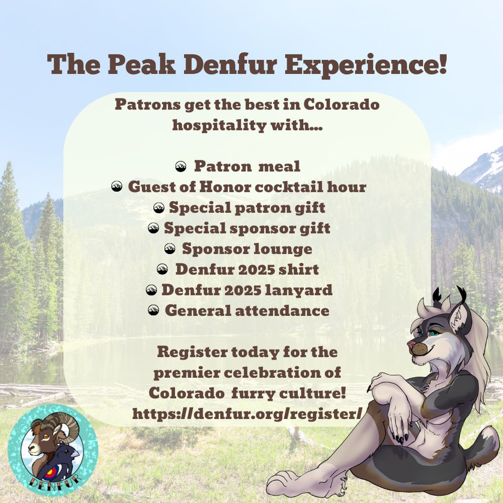 Don't forget that reg is open! We have some amazing perks for our higher tiers including lounge access, special merch and more!
denfur.org/register/

🖍️: @onioncakes1