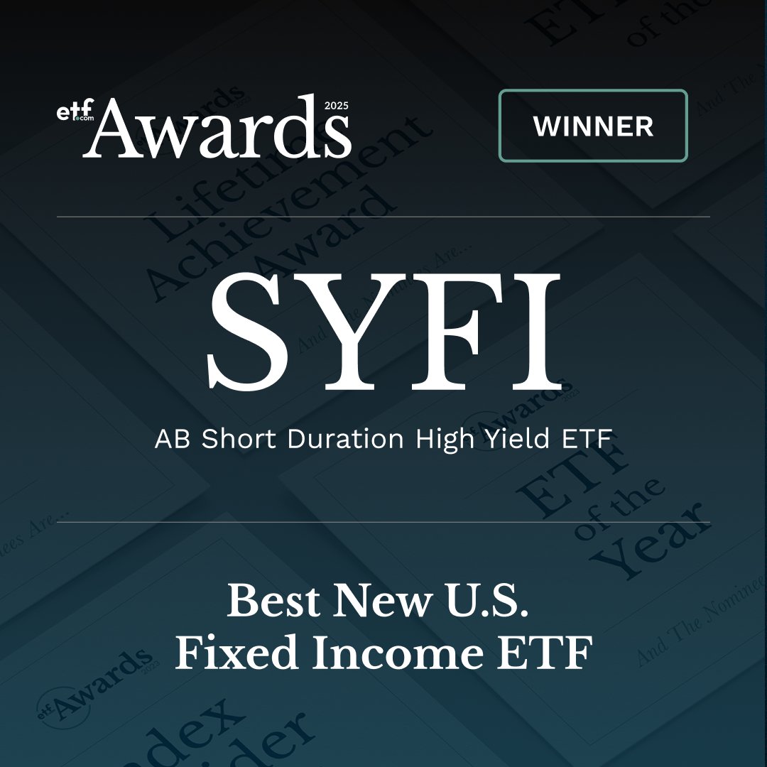 etfcom's tweet photo. @RA_Insights @CFBenchmarks @followMFS @CapitalGroup @WisdomTreeFunds Winner of the “Best New U.S. Fixed Income ETF” award goes to AB Short Duration High Yield ETF (SYFI). Congratulations, @AB_insights!
#etfcomAwards https://t.co/Xo0rS9doLR