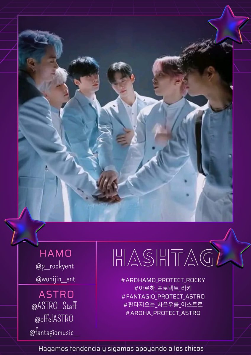 gitana0987's tweet photo. Vamos hacer tendencia apoyen a compartir la imagen para el apoyo de los astros .
#AROHAMO_PROTECT_ROCKY
#아로하_프로텍트_라키
#FANTAGIO_PROTECT_ASTRO
#판타지오는_차은우를_아스트로
#AROHA_PROTECT_ASTRO
@wonijin_ent
@p_rockyent
@offcl_ASTRO https://t.co/WLeg6c9Mpc