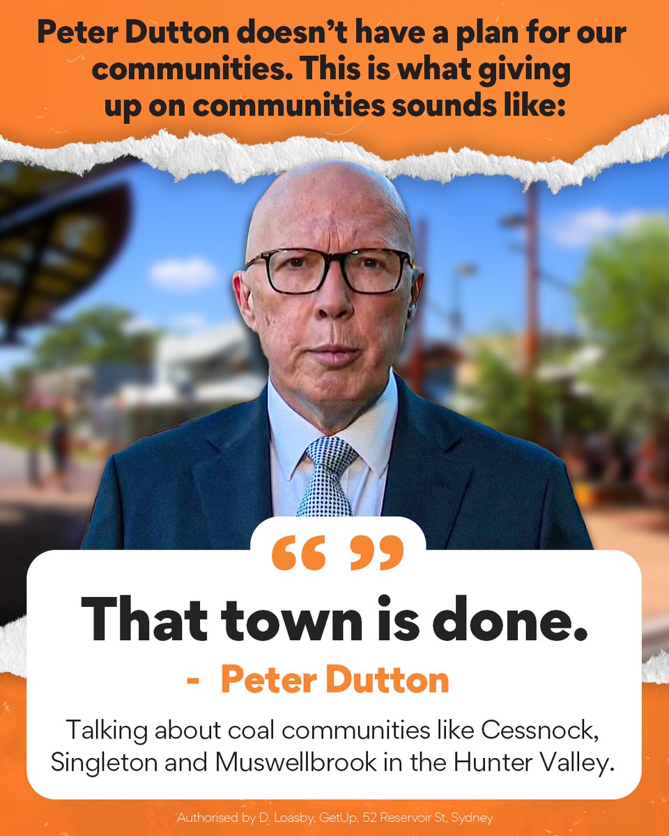 GetUp's tweet photo. While Peter Dutton pushes delay and distraction this election, he’s offering no real plan for workers, no guarantees for jobs, and no investment in the transition already underway.
See https://t.co/ccCNnDIazN for more info
#auspol #ausvotes #CostOfDutton #DontRiskDutton https://t.co/dLrGn6QYzM