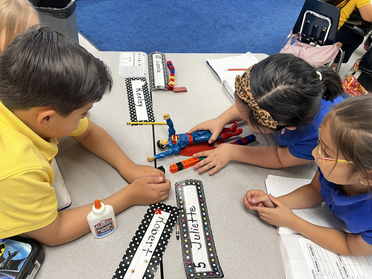 Measuring superheroes with linking cubes!  I am loving working with 1st graders 👩‍🏫📚✏️📓 🥰