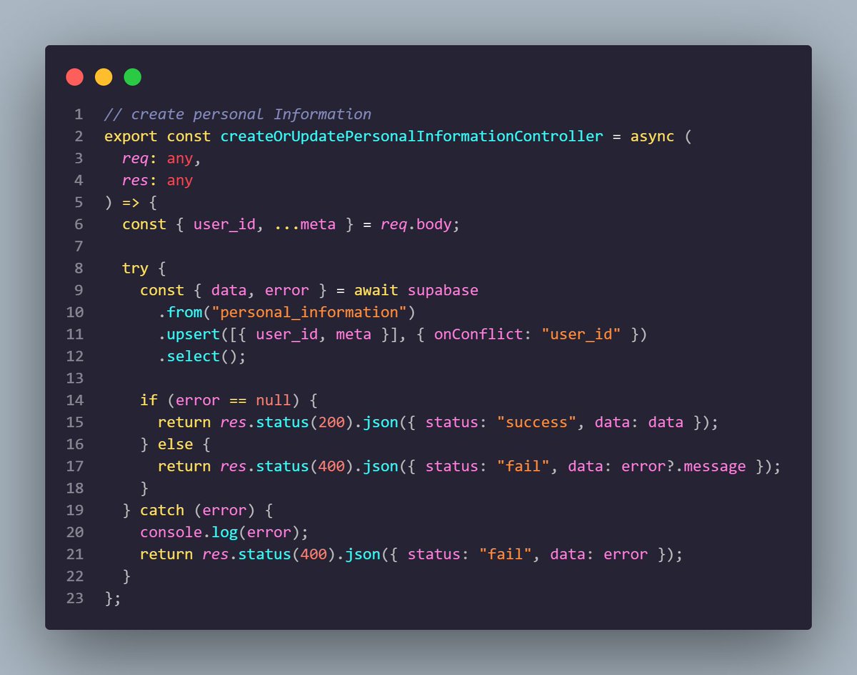 nurullah7733's tweet photo. So how do you store dynamic form data (like 20+ fields from a frontend) without bloating your table?
Use a jsonb column. 🙌

I created a meta column in personal_information table and stored the full req.body there.

#mernstack #backend #postgresql #mongodb https://t.co/dSJokMjedK