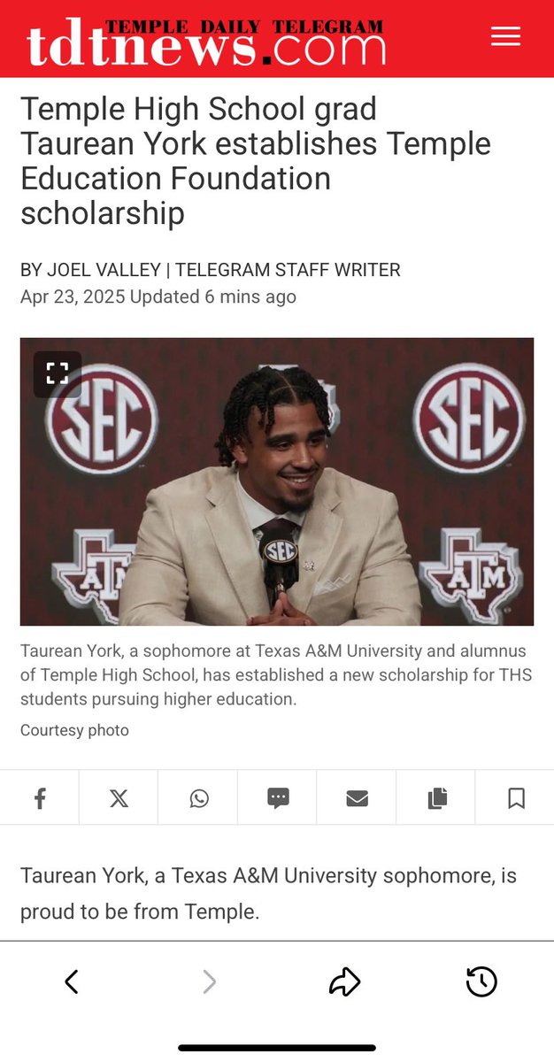 Bobby Ott (@otttempleisd) on Twitter photo One of <a href="/TaureanYork5x/">Taurean A. York 🏴☠️</a> greatest gifts as a leader is his selflessness. This 👇🏻is a shining example of his spirit! Love this man! <a href="/AggieFootball/">Texas A&M Football</a> <a href="/TempleISD/">Temple ISD</a> One of <a href="/TaureanYork5x/">Taurean A. York 🏴☠️</a> greatest gifts as a leader is his selflessness. This 👇🏻is a shining example of his spirit! Love this man! <a href="/AggieFootball/">Texas A&M Football</a> <a href="/TempleISD/">Temple ISD</a>