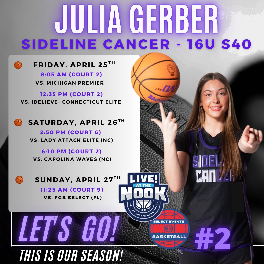 Julia Gerber (@julgerber) on Twitter photo Excited for the first live event of the season <a href="/SelectEventsBB/">Select Events Basketball</a> Live at the Nook!
Schedule ⬇️ Excited for the first live event of the season <a href="/SelectEventsBB/">Select Events Basketball</a> Live at the Nook!
Schedule ⬇️