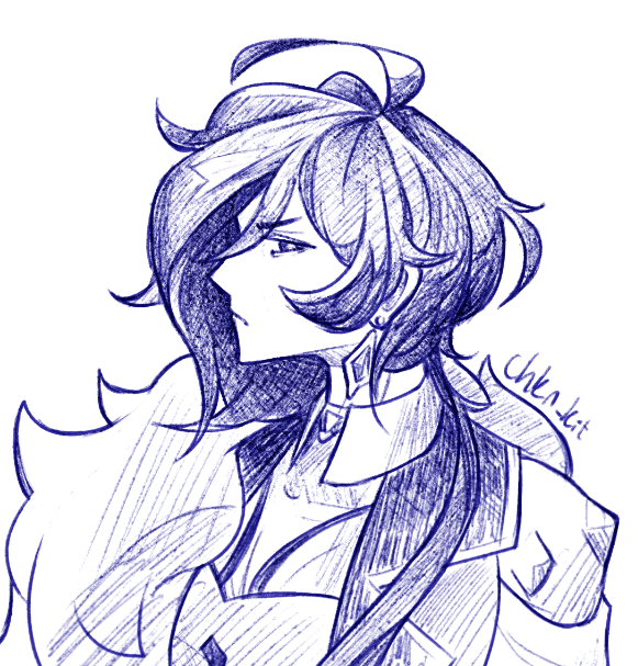 chkn_kit's tweet image. he looked pissed in the new banner so i drew him like &amp;gt;:/