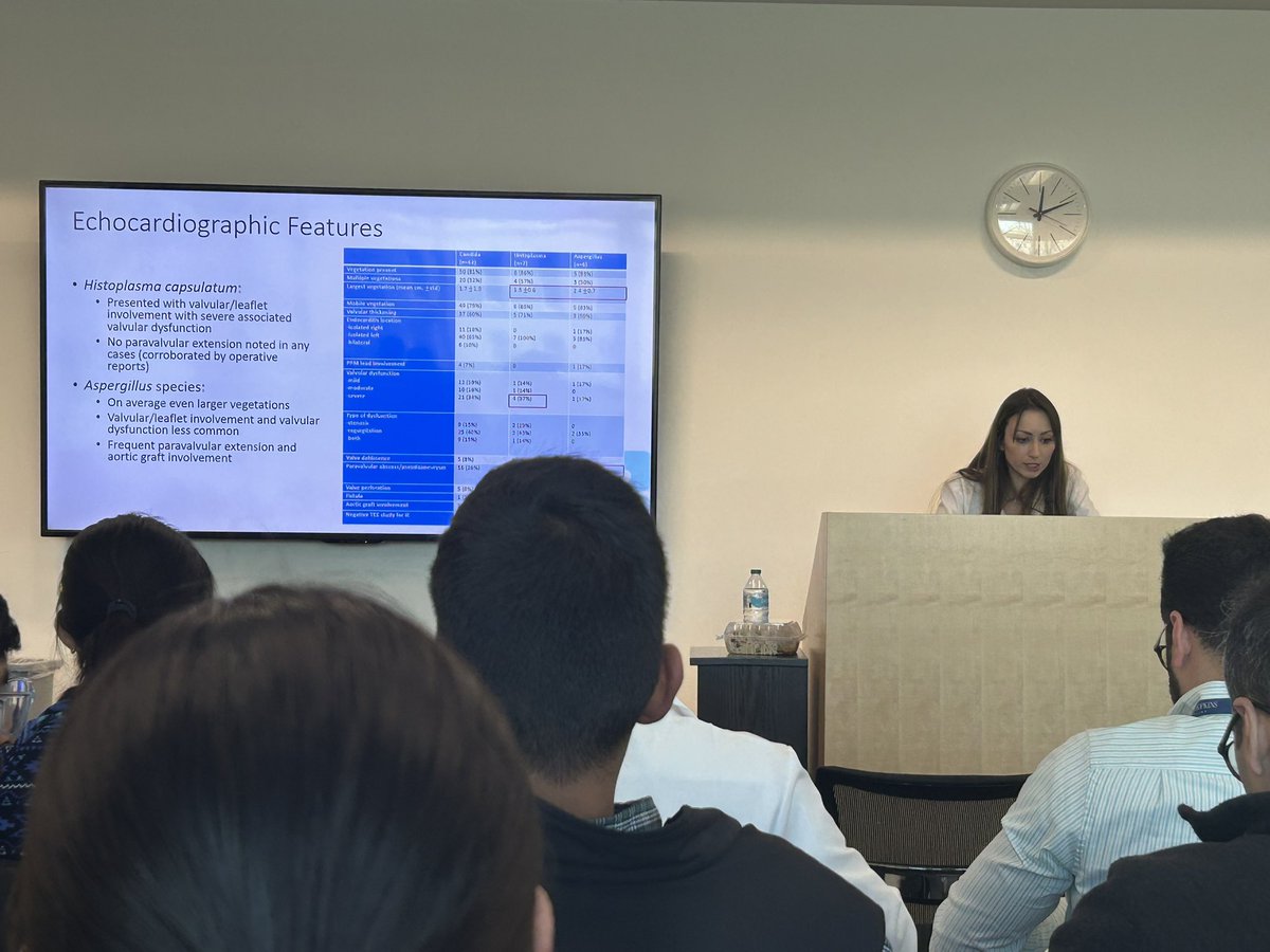 BoXuMD's tweet image. Outstanding graduating senior cardiology fellow Dr. Alice Haouzi eloquently presenting important findings from our work on fungal endocarditis - the largest contemporary cohort study on this condition with a focus on cardiac imaging
@CleClinicHVTI @CCFcards @CleClinicLCM