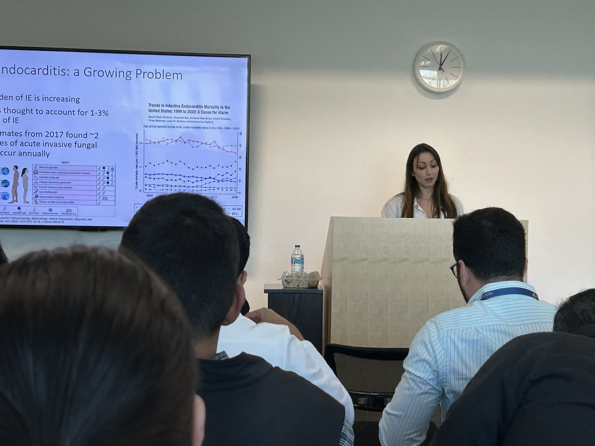 BoXuMD's tweet image. Outstanding graduating senior cardiology fellow Dr. Alice Haouzi eloquently presenting important findings from our work on fungal endocarditis - the largest contemporary cohort study on this condition with a focus on cardiac imaging
@CleClinicHVTI @CCFcards @CleClinicLCM