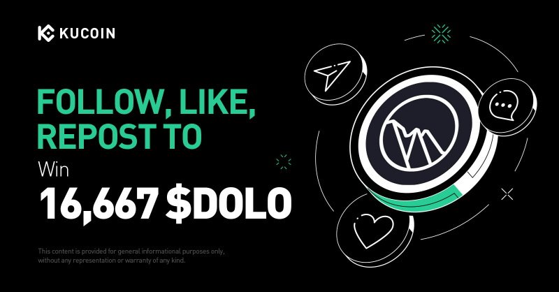 kucoincom's tweet photo. 🎉 #Giveaway Alert: Celebrate the $DOLO listing on #KuCoin!

1. Follow @kucoincom, @Dolomite_io &amp; @BC_KuCoin
2. Repost, Like with quote "Trade $DOLO on #KuCoin!" + tag 3 friends
3. Fill out Gleam form

🎁 16,667 $DOLO for 100 winners!

⏰ 48 hours only—don’t miss out!